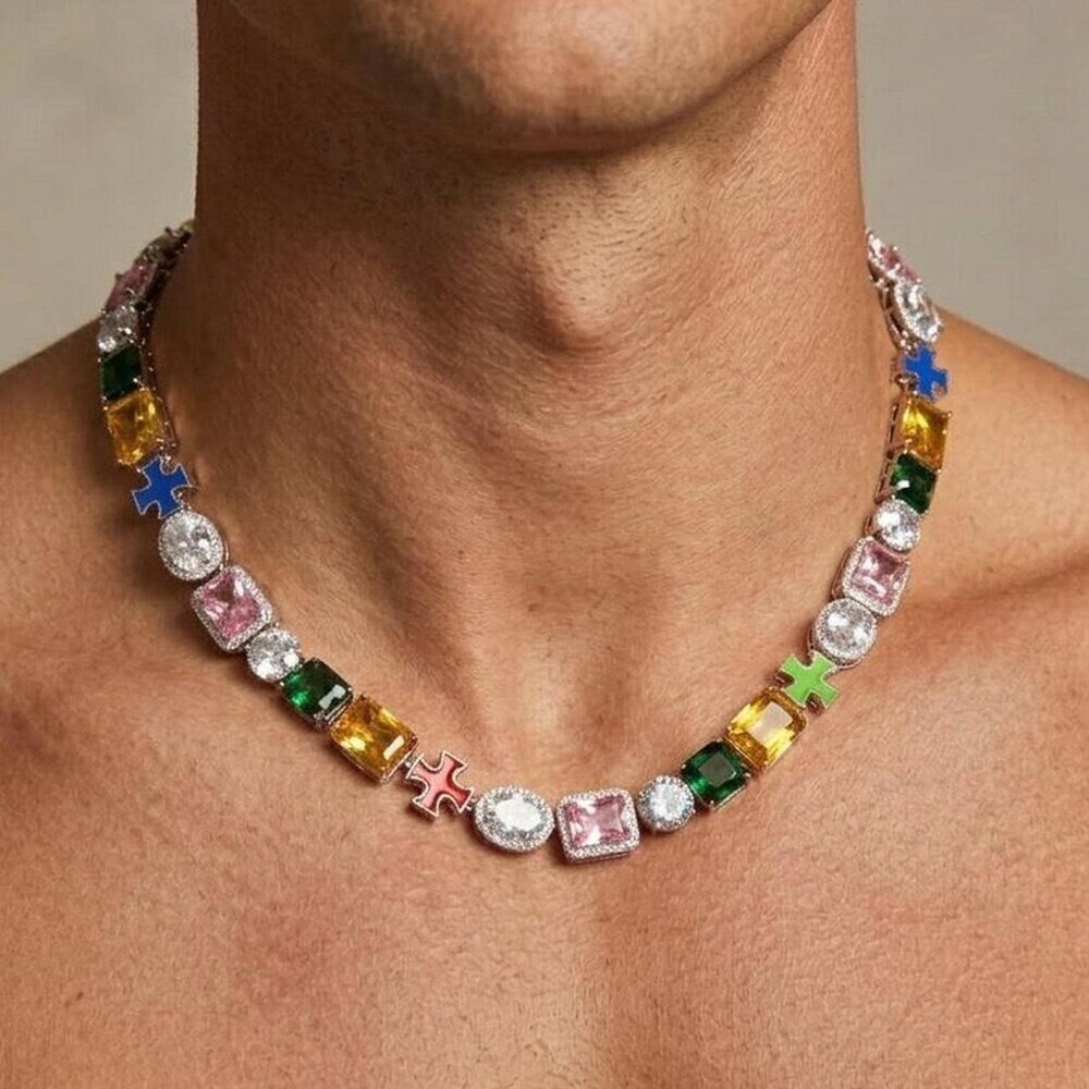 Multi Coloured Cross Necklace 20 Inch - Picture 4 of 4